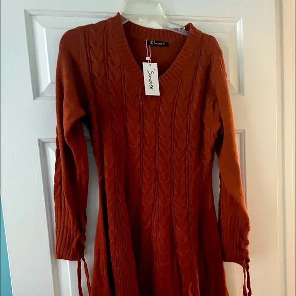 Simplee Apparel | Dresses | Burnt Orange Nwt Sweater Dress Size L | Poshmark